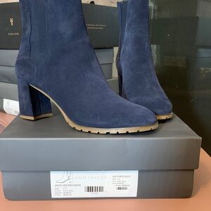 Ann Taylor Deep Blue Suede Heeled Boots